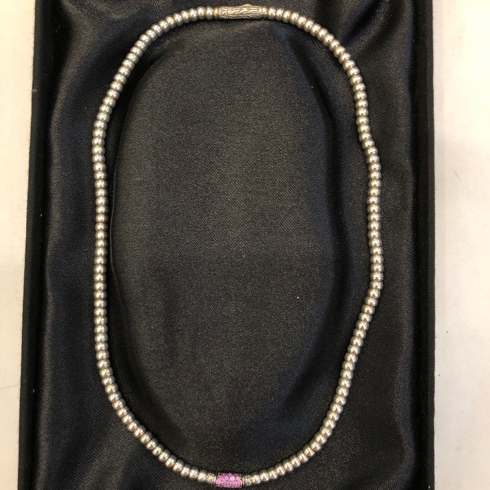 John Hardy Sterling Silver & Pink Sapphires Bedeg Necklace